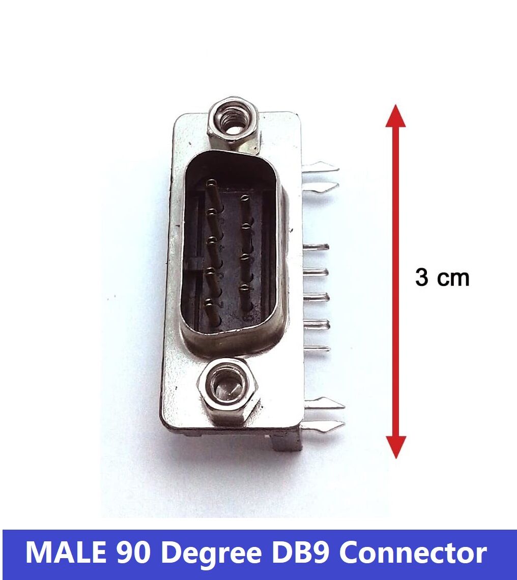 Picture of MALE 90 Degree DB9 Male Connector For Cables DB9 PCB Right Angle 5.08mm Type D Sub Connector Male DB9 2 Row 9 Pin Male VGA DB9 Connector DB9 RS232 Connector