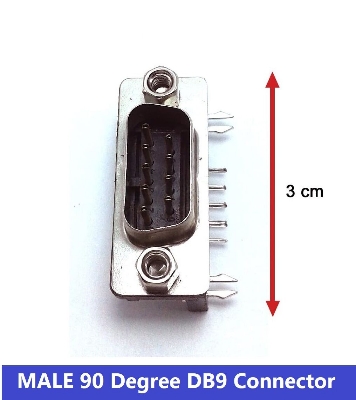 Picture of MALE 90 Degree DB9 Male Connector For Cables DB9 PCB Right Angle 5.08mm Type D Sub Connector Male DB9 2 Row 9 Pin Male VGA DB9 Connector DB9 RS232 Connector