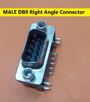Picture of MALE 90 Degree DB9 Male Connector For Cables DB9 PCB Right Angle 5.08mm Type D Sub Connector Male DB9 2 Row 9 Pin Male VGA DB9 Connector DB9 RS232 Connector
