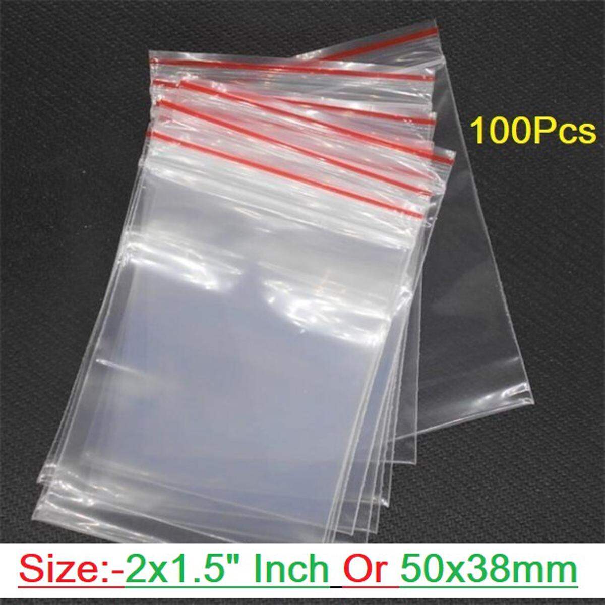 Picture of 5x100pcs Zipper Lock Bag 500Pcs Size 1.5×2.5″ Inch 38×63.5mm Zip Lock Plastic Transparent Packet Zipper Poly Clear Plastic Bags Re-Useable Re-Sealable Packaging Bags For Cloth Food Gifts Jewelry Display Bag