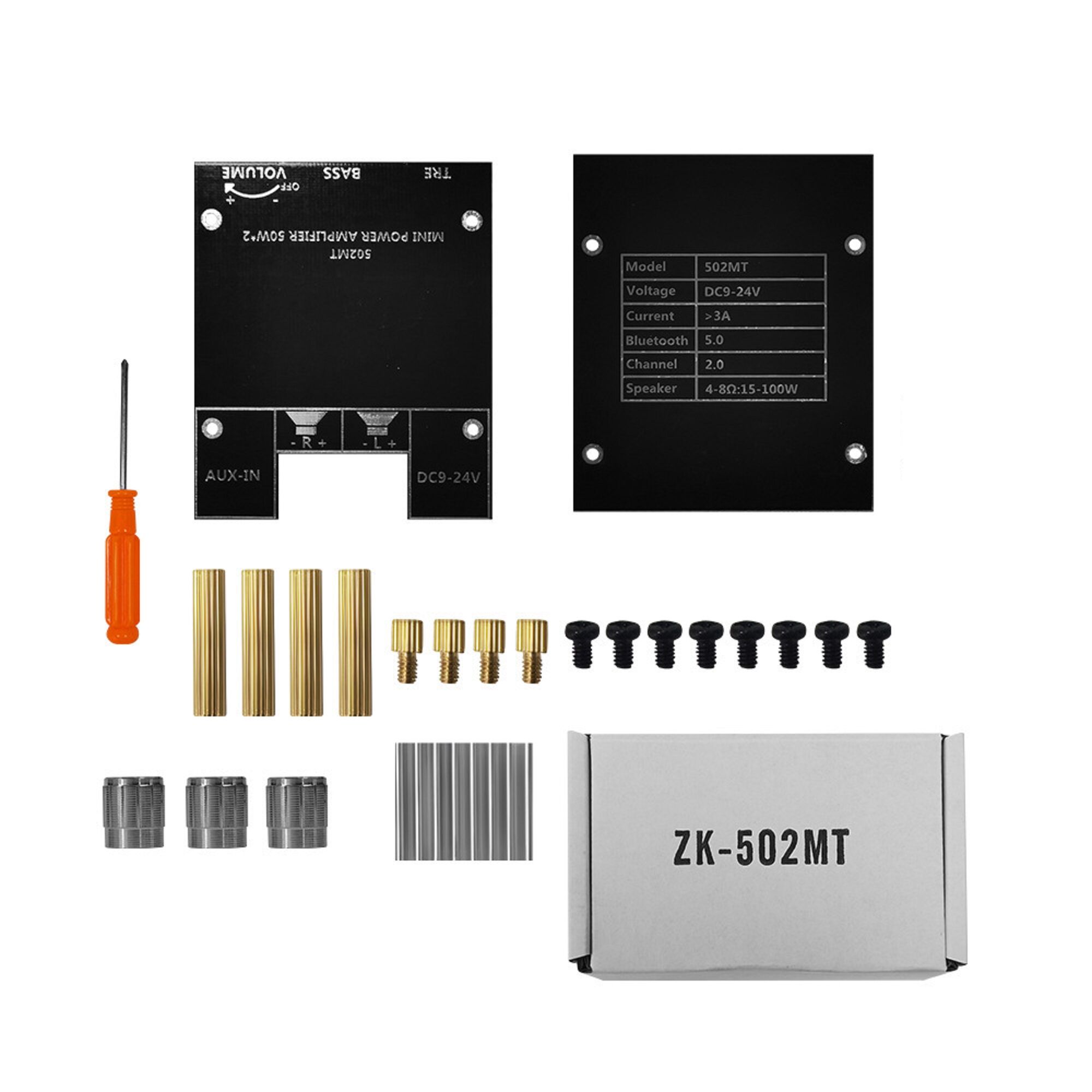 Picture of 502MT 50Wx2 Bluetooth Audio Power Amplifier Board With Tone 2.0 Channel High Power Stereo Audio Amplifier Board 502MT Amplifier Board Bluetooth 5.0 Subwoofer Amplifiers Circuit AUX US Plug