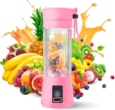 Picture of Mini Portable Blender 400ml USB Rechargeable Juicer Cup | 4 Stainless Steel Blades | Fruit, Vegetable & Smoothie Mixer | Personal Travel Blender