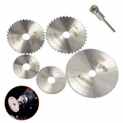 Picture of 5Pcs HSS SAW BLADES HSS Cutting Discs Wheel 5Pcs HSS Circular Saw 22mm 25mm 32mm 35mm 44mm Rotary Blade 1Pcs 3.2mm Mandrel For Wood Plastic Cutting
