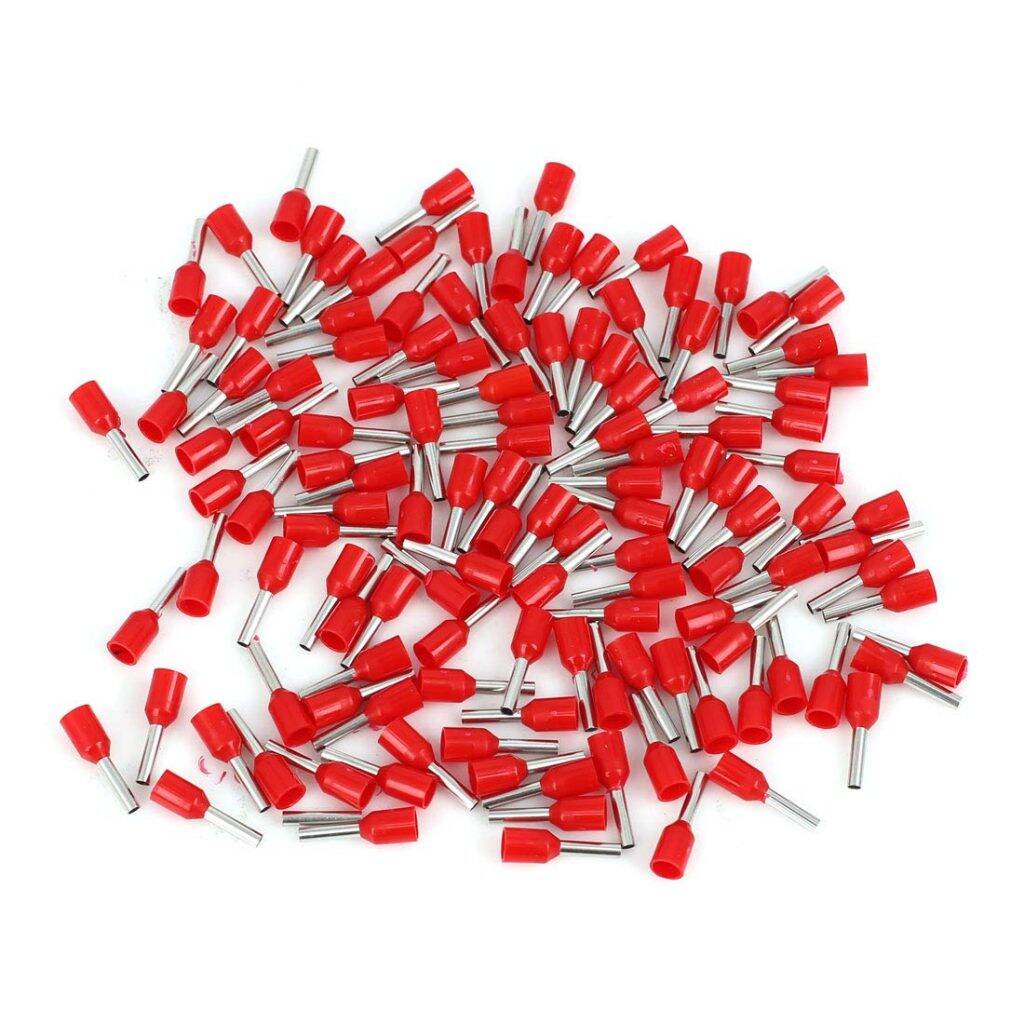 Picture of 10PCS-RED E1508 PVC Insulated Wire Terminals Bootlace Ferrules For 1.5mm2 16 AWG Wire 8mm of Pin Length 1.5 RM Cables E1508 Copper AWG 16 Wire Crimp Insulated Cord Pin End Ferrules Terminal