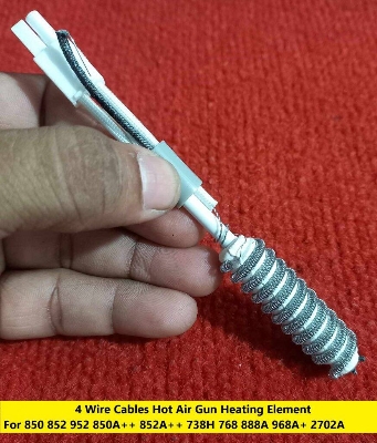 Picture of Ceramic 4 Wire Cables 850 852 952 Hot Air Gun Heating Element For 850A++ 852A++ 738H 768 888A 968A+ 2702A 2703A+ Air Gun SMD Rework Soldering Station Ceramic Heating Element Heater Coil