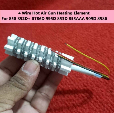 Picture of 4 Wire Cables Ceramic Coil 878D+ 858D Hot Air Gun Heating Element 858 852D+ 8786D 995D 853D 853AAA 909D 8586 BGA Air Gun SMD Rework Soldering Station Ceramic Heating Element Heater Coil