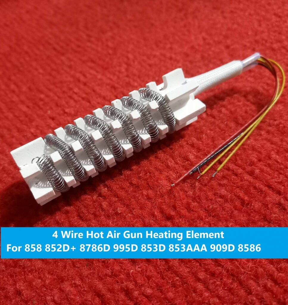 Picture of 4 Wire Cables Ceramic Coil 878D+ 858D Hot Air Gun Heating Element 858 852D+ 8786D 995D 853D 853AAA 909D 8586 BGA Air Gun SMD Rework Soldering Station Ceramic Heating Element Heater Coil