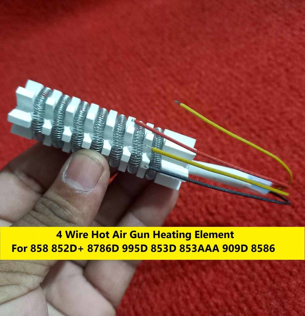 Picture of 4 Wire Cables Ceramic Coil 878D+ 858D Hot Air Gun Heating Element 858 852D+ 8786D 995D 853D 853AAA 909D 8586 BGA Air Gun SMD Rework Soldering Station Ceramic Heating Element Heater Coil