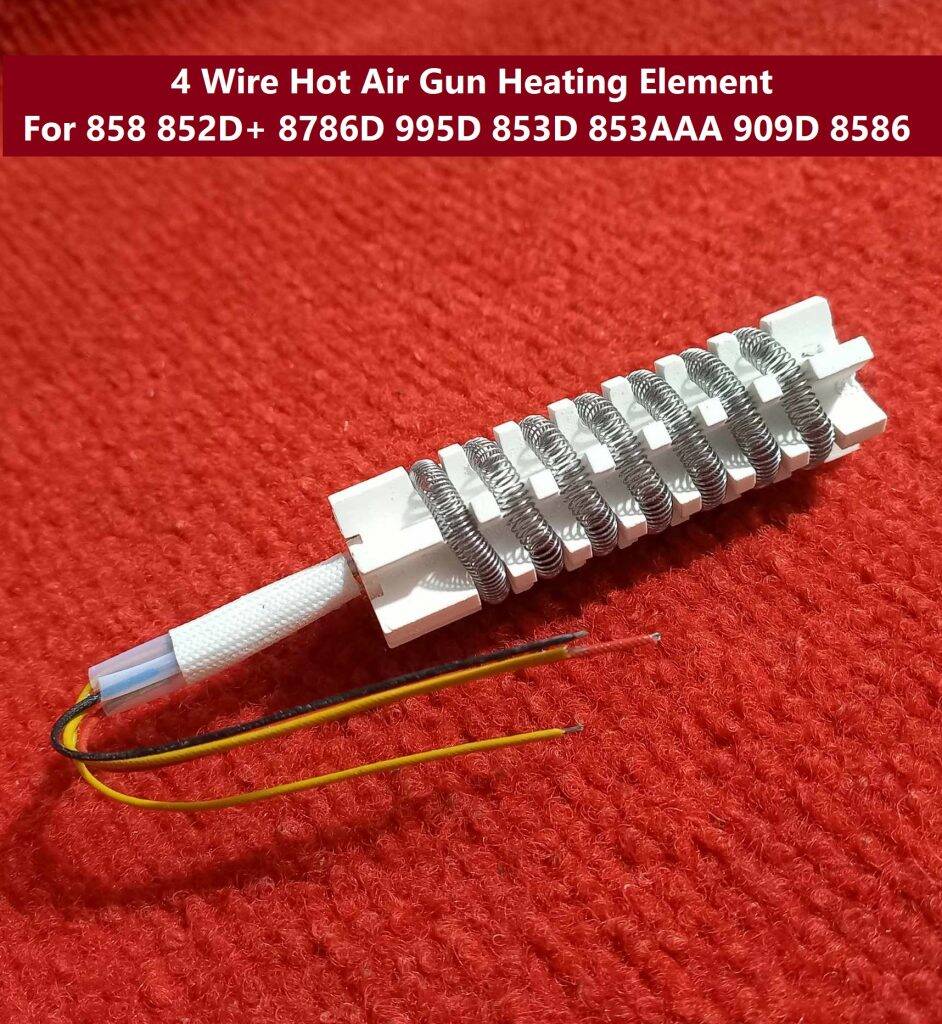 Picture of 4 Wire Cables Ceramic Coil 878D+ 858D Hot Air Gun Heating Element 858 852D+ 8786D 995D 853D 853AAA 909D 8586 BGA Air Gun SMD Rework Soldering Station Ceramic Heating Element Heater Coil