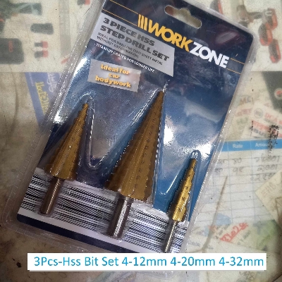 Picture of 3Pcs-Hss Bit Set 4-12mm 4-20mm 4-32mm Titanium Step Cone Drill Bit 1/4″ Inch  Drive Wood Drilling Power Tools Sets Straight Groove Wood Hole Cutter Core Drill Bits