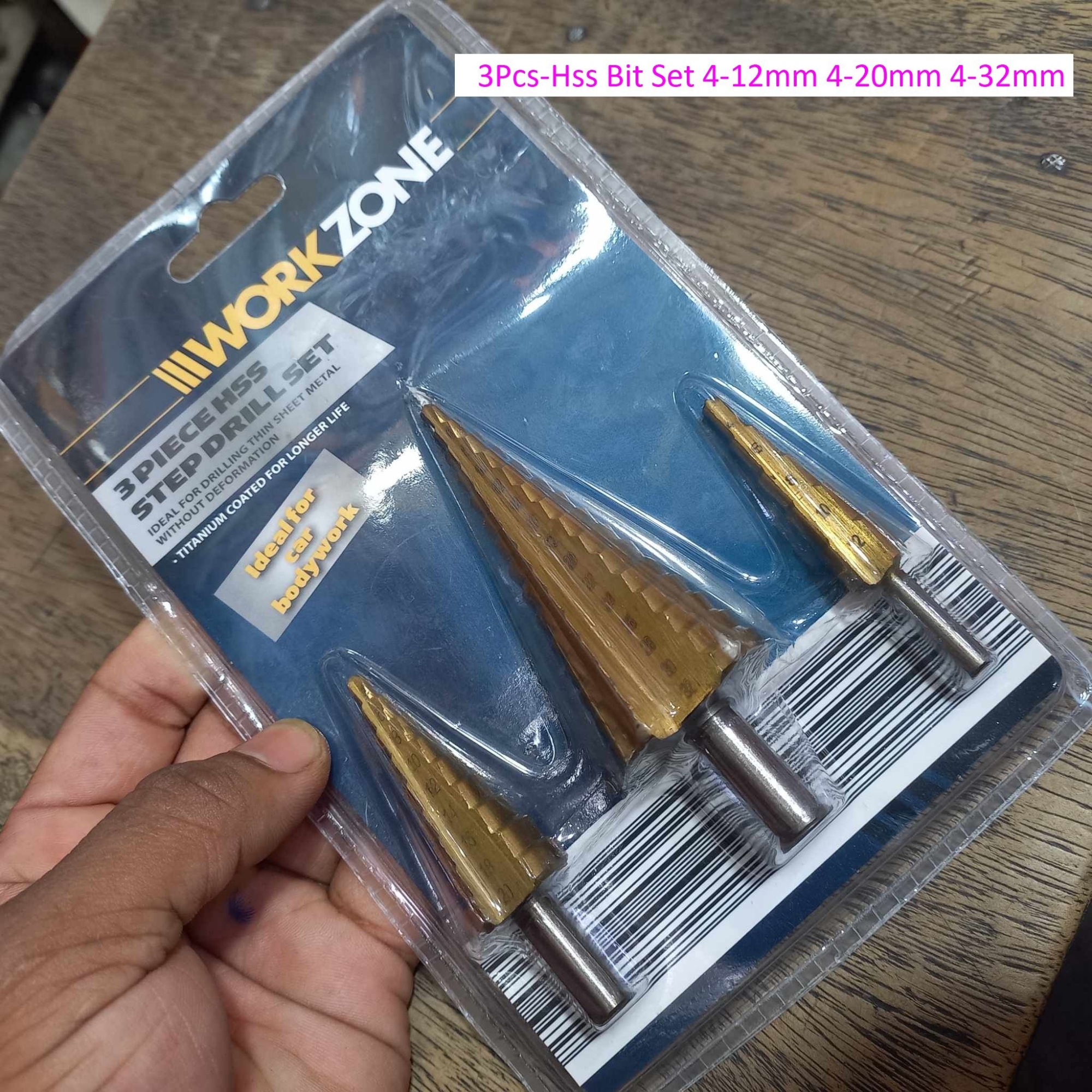 Picture of 3Pcs-Hss Bit Set 4-12mm 4-20mm 4-32mm Titanium Step Cone Drill Bit 1/4″ Inch  Drive Wood Drilling Power Tools Sets Straight Groove Wood Hole Cutter Core Drill Bits