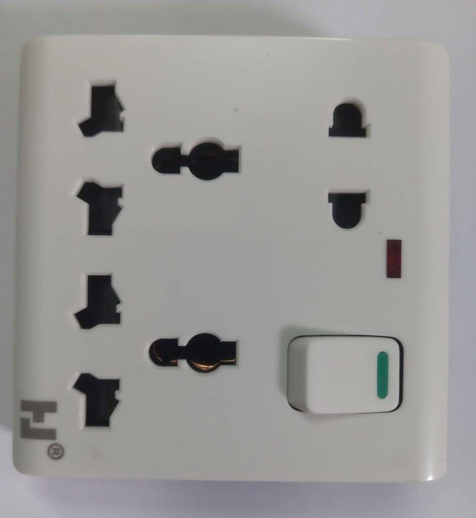 Picture of 8 Pin Combined Switch Board Power Switch 3Pin 2Pin Combined Socket 250V 16A 8 Pin Combined Socket  Wall Socket Gang Switch  Socket For IPS UPS Stabilizer Computer Refrigerator