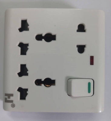 Picture of 8 Pin Combined Switch Board Power Switch 3Pin 2Pin Combined Socket 250V 16A 8 Pin Combined Socket  Wall Socket Gang Switch  Socket For IPS UPS Stabilizer Computer Refrigerator