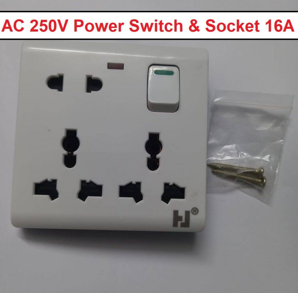 Picture of 8 Pin Combined Switch Board Power Switch 3Pin 2Pin Combined Socket 250V 16A 8 Pin Combined Socket  Wall Socket Gang Switch  Socket For IPS UPS Stabilizer Computer Refrigerator