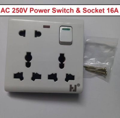Picture of 8 Pin Combined Switch Board Power Switch 3Pin 2Pin Combined Socket 250V 16A 8 Pin Combined Socket  Wall Socket Gang Switch  Socket For IPS UPS Stabilizer Computer Refrigerator