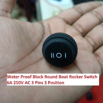 Picture of QY602-101N Water Proof Black Round Boat Rocker Switch 6A 250V AC 3 Pins 3 Position On Off On AC SPDT Car Boat Rocker Switch