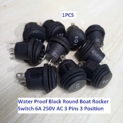 Picture of QY602-101N Water Proof Black Round Boat Rocker Switch 6A 250V AC 3 Pins 3 Position On Off On AC SPDT Car Boat Rocker Switch