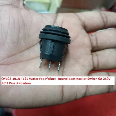 Picture of QY602-101N Water Proof Black Round Boat Rocker Switch 6A 250V AC 3 Pins 3 Position On Off On AC SPDT Car Boat Rocker Switch