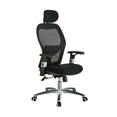 Picture of High-Back Headrest Adjustable Arm Executive Manager Chair Black