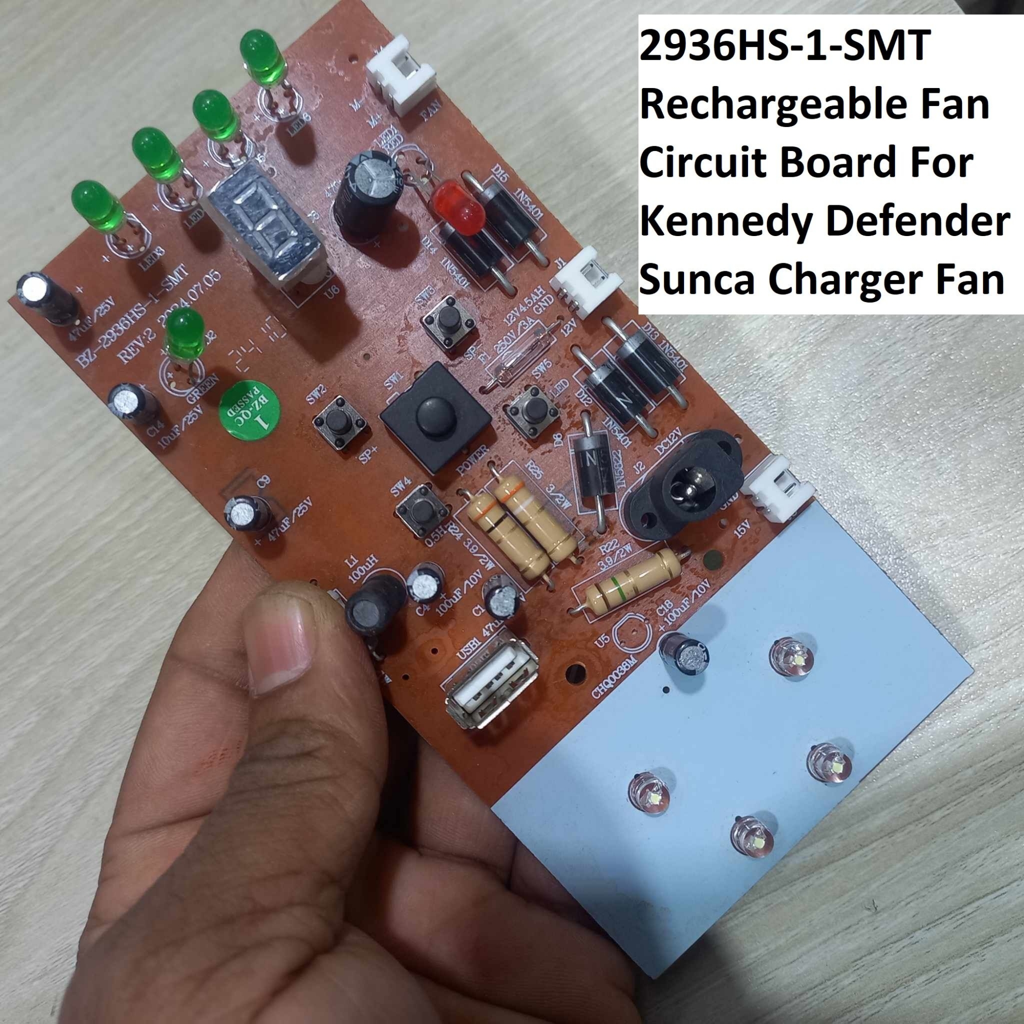 Picture of 2936HS-1-SMT Rechargeable 12V AC DC Fan Circuit Board For Kennedy Defender Sunca Charger Fan