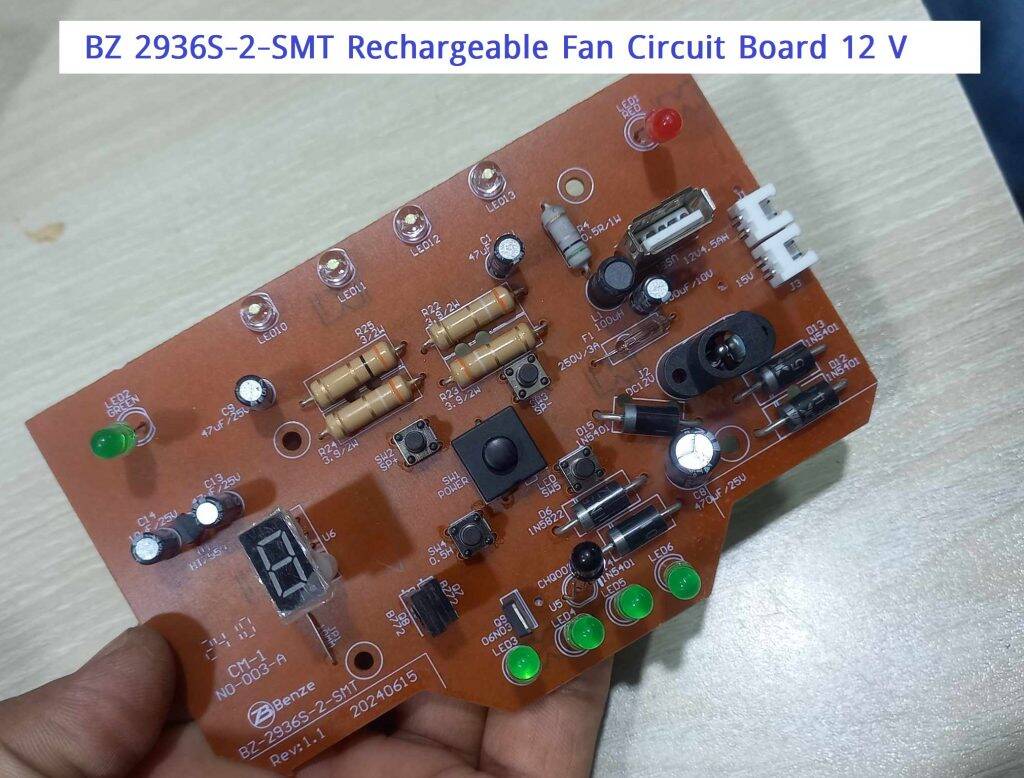 Picture of 2936S-2-SMT Rechargeable 12V AC DC Fan Circuit Board For Kennedy Defender Sunca Charger Fan
