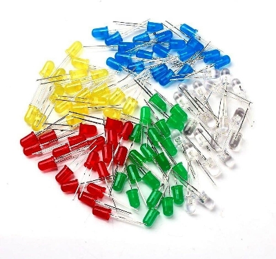 Picture of 100Pcs- 5mm LED Mixed 5mm 5 Color 50Pcs Round LED Light Emitting Diode Basic Light Bulbs For Electronics Project Indicator Front Panels Light Bulbs DIY - Multicolor