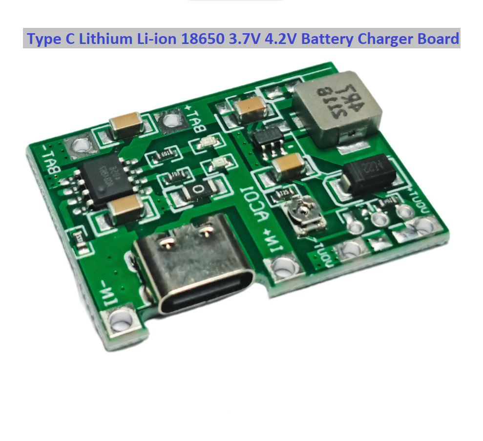 Picture of Type C Lithium Li-ion 18650 3.7V 4.2V Battery Charger Board DC-DC  Type C Step Up Boost Module Integrated Circuits