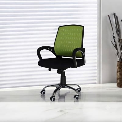 Picture of Mid-Back Swivel Ergonomic Mesh Chair Black and Green