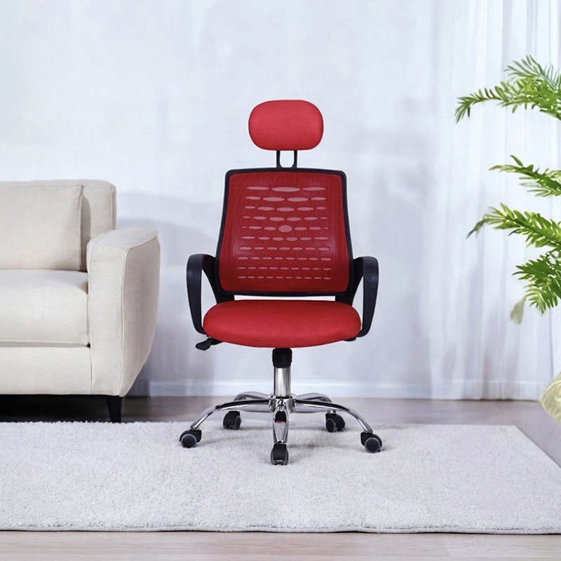 Picture of Headrest Red Ergonomic Mesh Office Chair Red