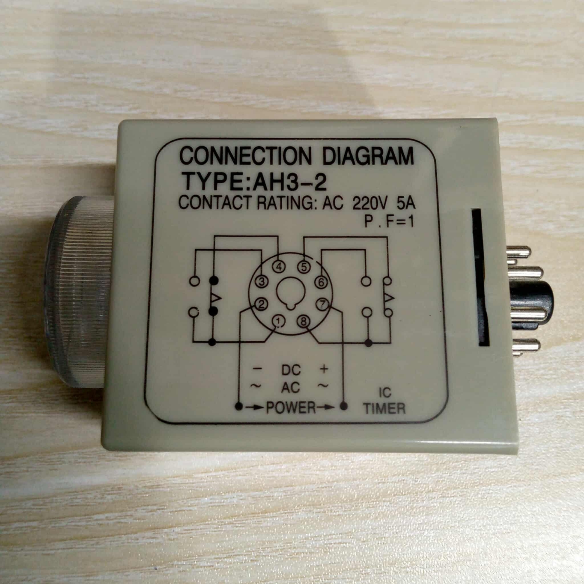 Picture of Base With ANLY AH3-2 Delay Timer Relay AC 220V 8-Pin 0–60Min