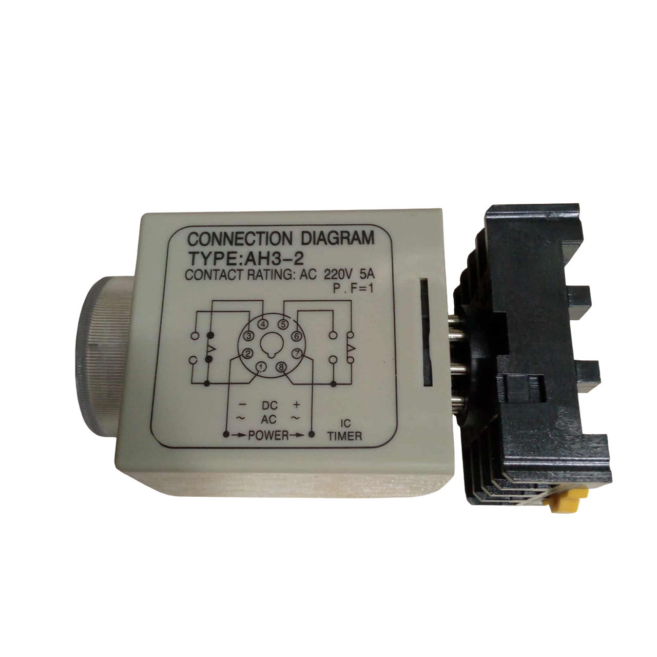 Picture of Base With ANLY AH3-2 Delay Timer Relay AC 220V 8-Pin 0–60Min
