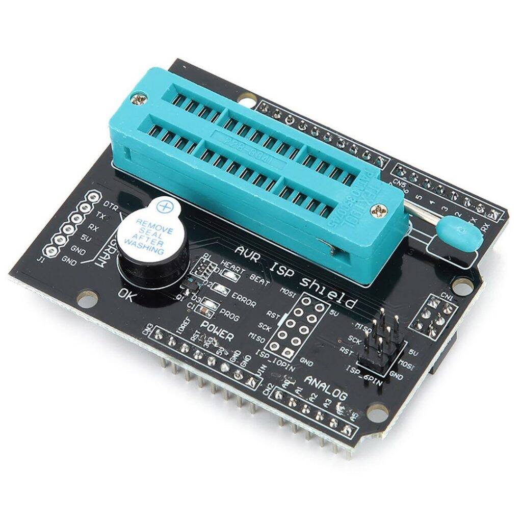 Picture of AVR ISP Programmable Expansion Shield Board Burning Bootloader Programmer Atmega328P Boot Loader Module With Buzzer & LED Indicator For Arduino UNO R3