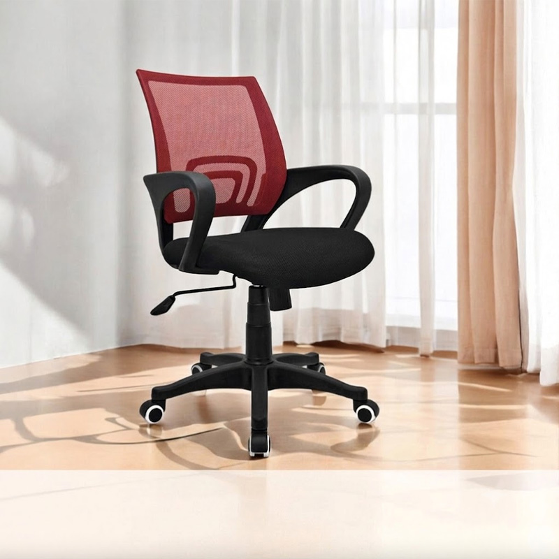 Picture of Swivel Meeting Staff Office Chair-Red & Black