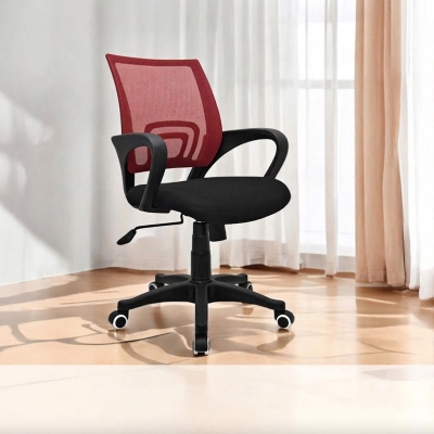 Picture of Swivel Meeting Staff Office Chair-Red & Black