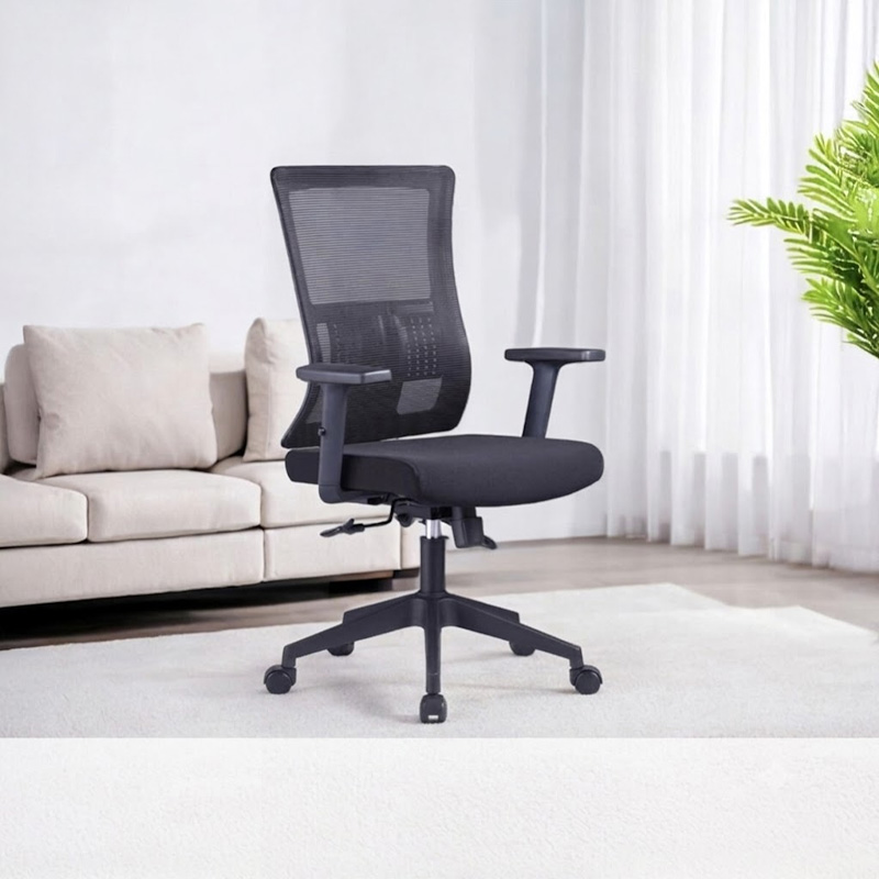 Picture of Stylish Mid-Back Swivel Office Manager Chair Black