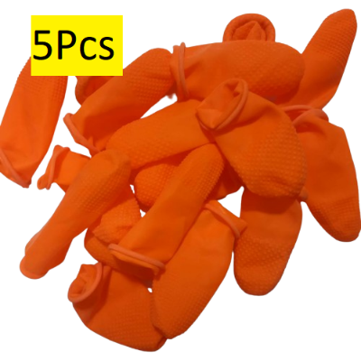 Picture of 5Pcs -Reusable Orange ESD Finger Cots Anti-Static Non-Slip