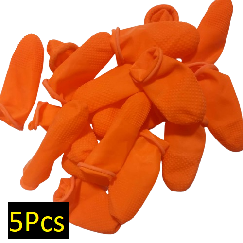 Picture of 5Pcs -Reusable Orange ESD Finger Cots Anti-Static Non-Slip