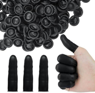 Picture of 5Pcs -Anti-Static ESD Finger Cots Black Reusable Latex