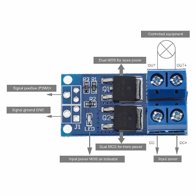 Picture of 400W DC Motor Speed Controller 5-36V PWM MOSFET Module for Motor, Fan, Light, Heater High Power Load Trigger Switch Driver