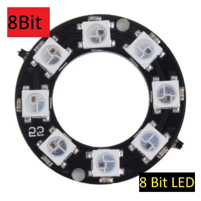 Picture of RGB LED Ring WS2812 8‑Bit Individually Addressable 5050 Pixels, 5V Full‑Color Output - Neo Bright