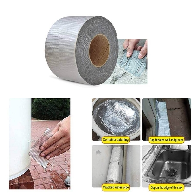 Picture of 1ft x 4in Butyl Rubber Seal Tape Strong Adhesive, Waterproof for Roof & Gutter Repair