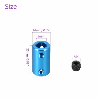 Picture of 8mm Shaft Coupler Joint Blue Aluminum Rigid Coupling Connector 8mm to 8mm for Stepper Motors, CNC Machines, DIY & Robotics