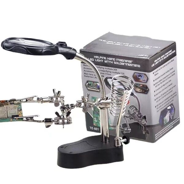 Picture of TE-801 Third Hand Soldering Station with LED Light & Magnifier Precision Repair Tool