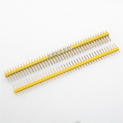 Picture of Yellow 40x1 Male Connector 2.54mm Straight Header for Arduino, Raspberry Pi & PCB - 5Pcs