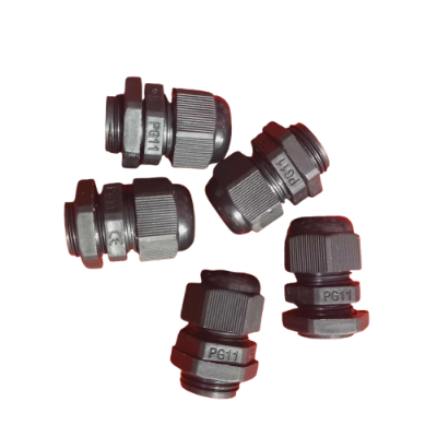 Picture of 5PCS - PG-11 Black Waterproof Plastic Cable Gland Connector 5-10mm Adjustable with Lock Nut for Control Box & Distribution Panel