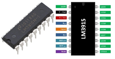 Picture of LM3915 Audio Display IC 10-Segment LED VU Meter Driver for DIY Amplifier