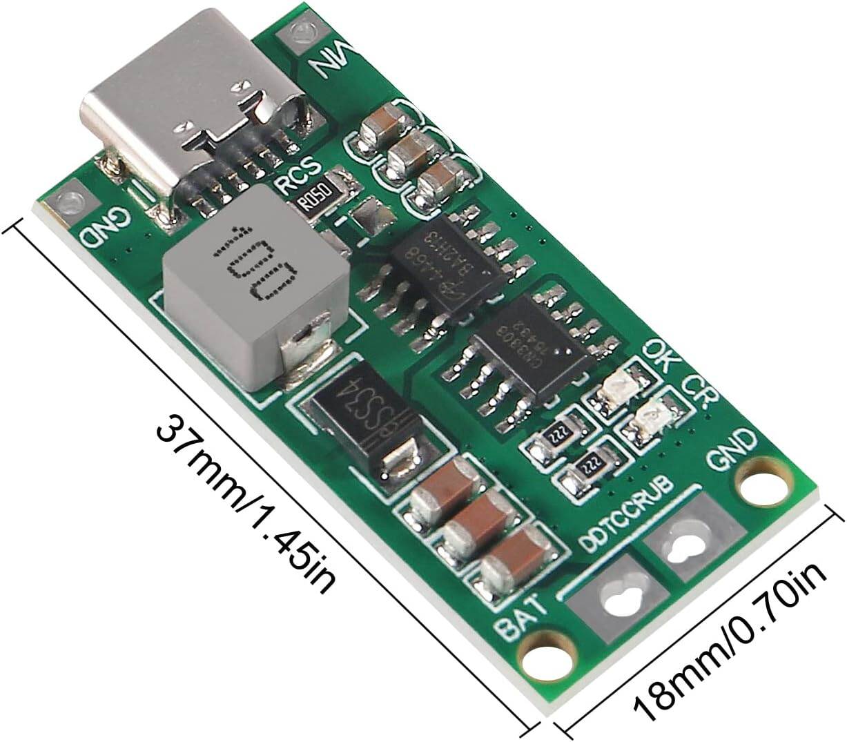 Picture of Type-C USB Fast Charge Board for 2S 18650 Lithium Battery Pack 2A PCB Module
