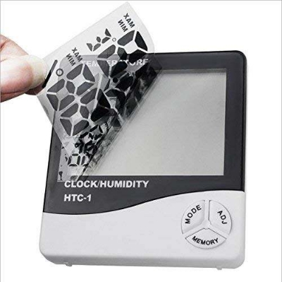 Picture of HTC-1 Digital Thermometer Hygrometer Clock Alarm/Alarm Calendar 5 Functions Large Screen Desktop Stand & Wall Mount White Thermometer Hygrometer Digital - Multicolor