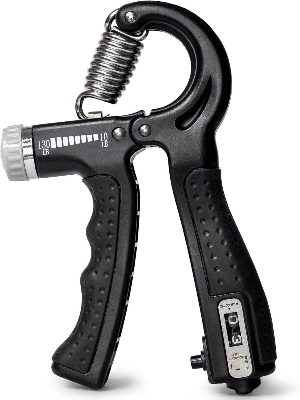 Picture of Sports Adjustable Hand Grip (10kg - 60kg) Strengthener with Counter for Men & Women for Gym Workout Hand Exercise Equipment to Use in Home for Forearm Exercise (Black) Stainless Steel Spring