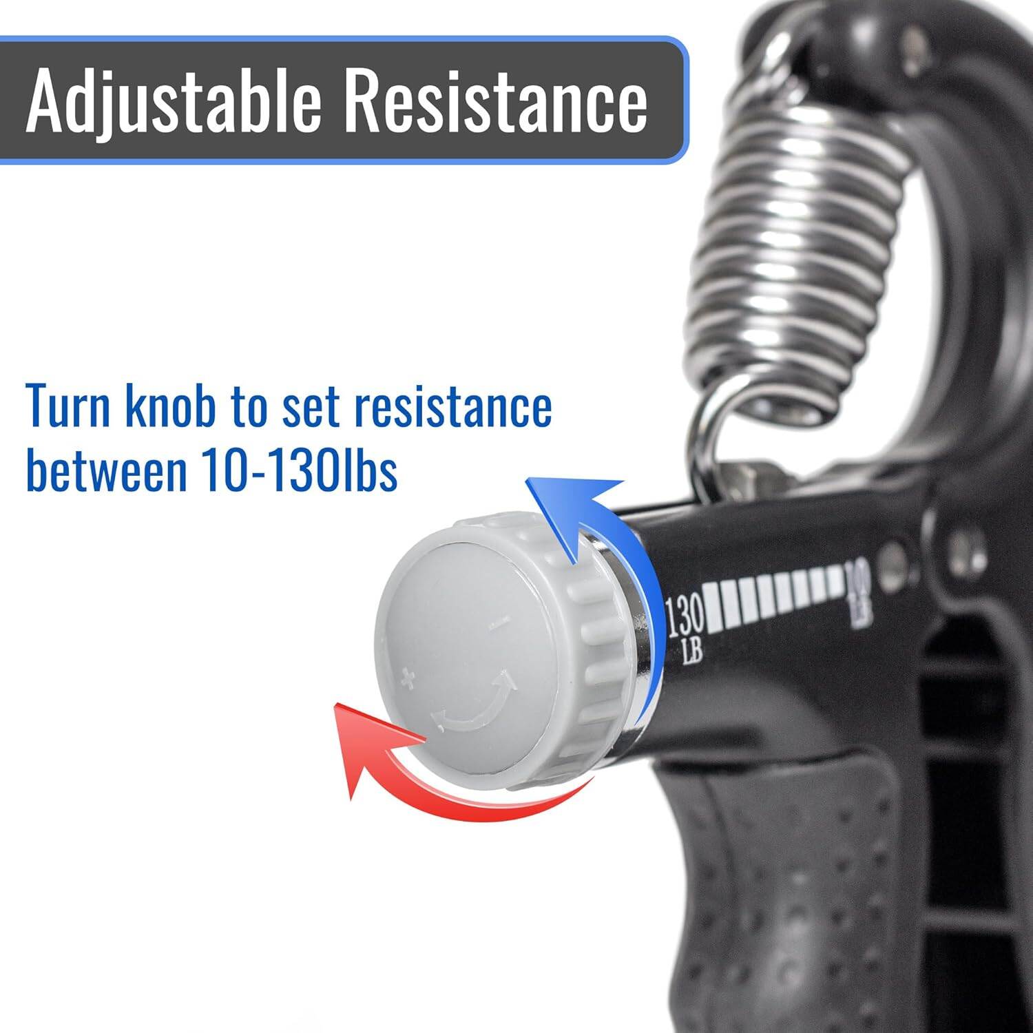 Picture of Sports Adjustable Hand Grip (10kg - 60kg) Strengthener with Counter for Men & Women for Gym Workout Hand Exercise Equipment to Use in Home for Forearm Exercise (Black) Stainless Steel Spring